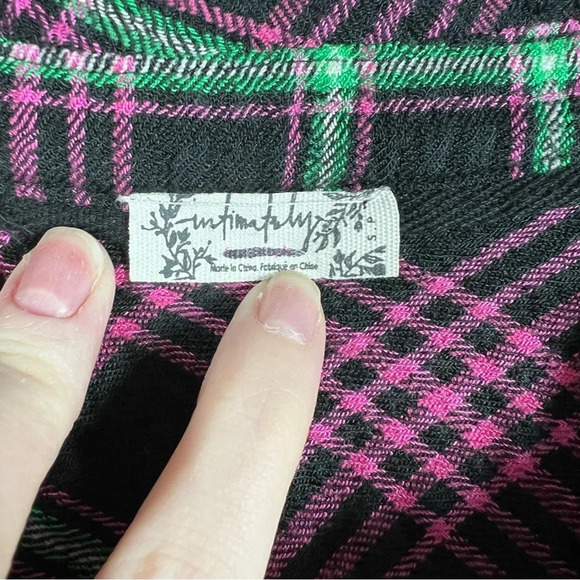 Free People Intimately Pink Plaid All About You Flannel Top - Picture 2 of 5
